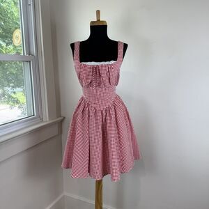 Cottagecore Milkmaid Gingham Sundress | Smocked Fit & Flare Picnic Mini Dress